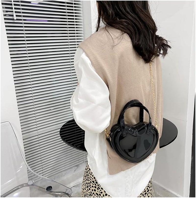 JUCHAO Girls Novelty Mini Heart-Shaped Purse Chain Purse Shoulder Crossbody Bags Tote Handbag Travel Wallet Bag for Women Girl Gift - Image 4